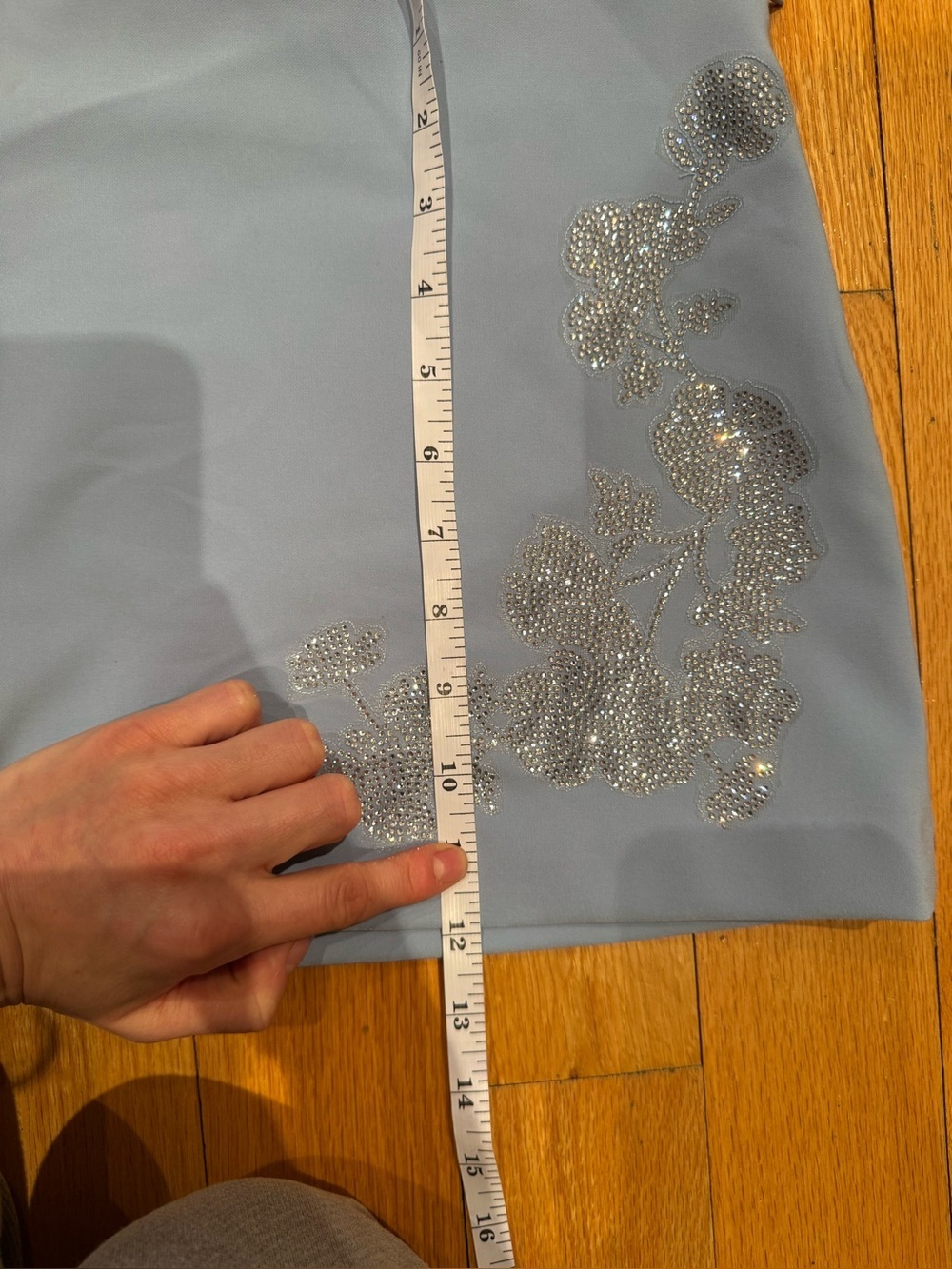 BNWT Zara light blue mini skirt with rhinestone appliqué - Picture 11 of 11